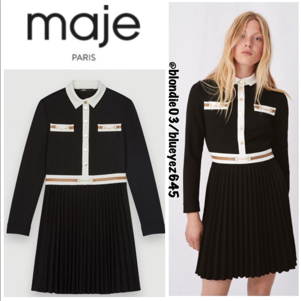 Maja Crepe Dress with Contrasting Details Fr 42/US 10